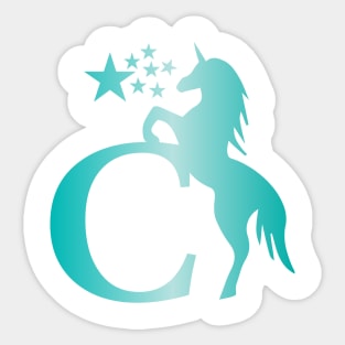 C Unicorn Star Monogram Sticker